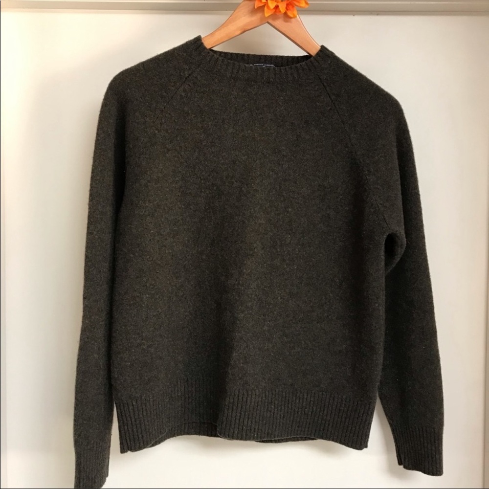 J. Crew Lambswool green sweater, size large